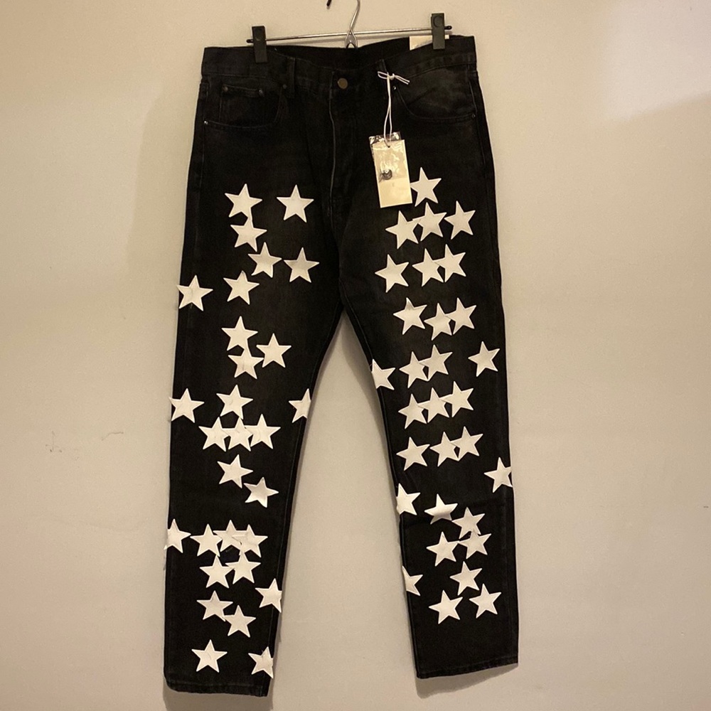 Star Appliqué Black Jeans